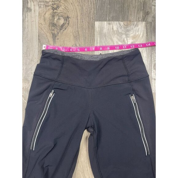Lululemon Run Free Pants 4 Black Warmup Zip Pockets Fleece Lined Straight Leg - Picture 7 of 9